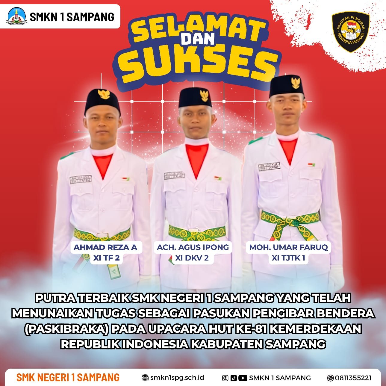 Pasukan Pengibar Bendera (Paskibraka) pada Upacara HUT RI Ke-81